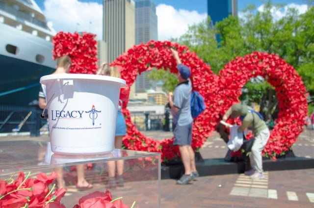 A tribute of red poppies, each representing an Anzac soldier who died at Gallipoli, travel via Brisbane and Singapore to be used in a centenary memorial service at Gallipoli on April 24.