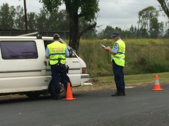 NSW police conducting roadside testing in Lismore. (Darren Coyne)