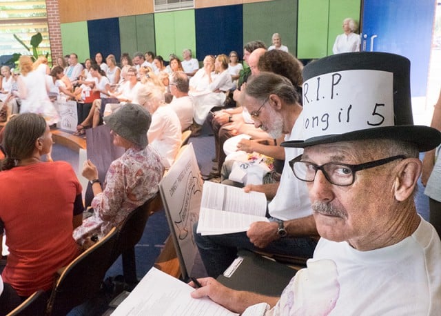 Members of the newly formed Community Alliance for Byron Shire (CABS) at today's Byron Shire Council meeting (February 4, 2016). Photo Jeff Dawson