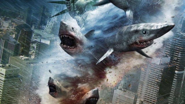 Anthony Alabanese compared the Liberals’ internal conflicts to the movie Sharknado. Image Syfy Films