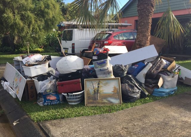 Flood damaged household items in Mullumbimby, pending collection. Photo Aslan Shand.