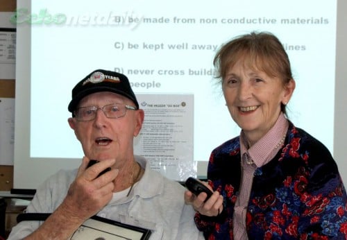  Leith Martin hams it up with Page MP Janelle Saffin after receiving his award. Photo Mel Hargraves 