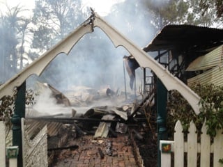 The remains of the old homestead in Myocum after Saturday's fire. Photo supplied 