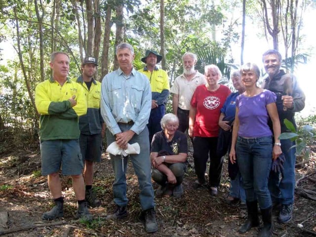 Getting their hands dirty to help the Australian Fritillary and Richmond Birdwing butterflies were representatives from Earth Learning Inc, Murwillumbah Community Garden and Tweed Shire Council. Photo supplied 