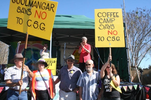 Coffee Camp and Goolmangar residents say no to CSG at a mass rally in Lismore last year. Photo Luis Feliu