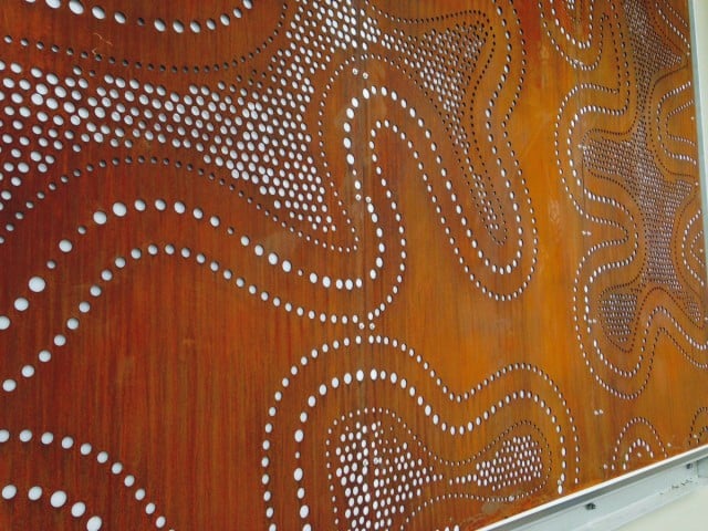 A new work created by Digby Moran for the new Woolworths store in River Street Ballina. Photo Artscape Internatonal