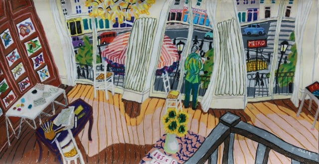   Bernard Ollis, Ann's Atelier, 2011-2013, oil pastel on Arches cotton rag paper, 76 x 150cm 2.  