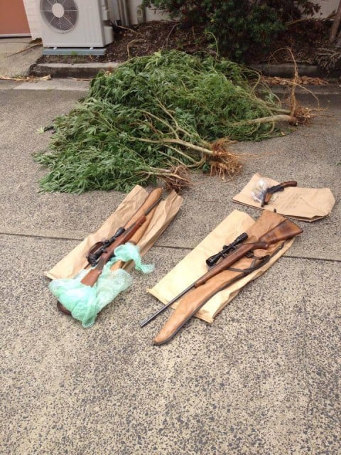 Some of the items found at an alleged drug lab in Bangalow yesterday. Photo NSW Police
