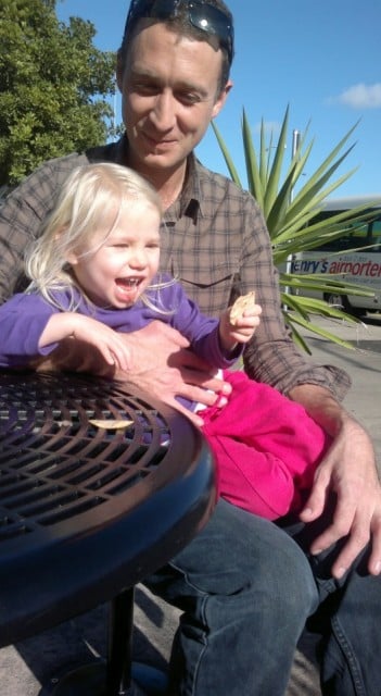 A police supplied image of Greg Hutchings and his four-year-old daughter Eeva Dorendahl.