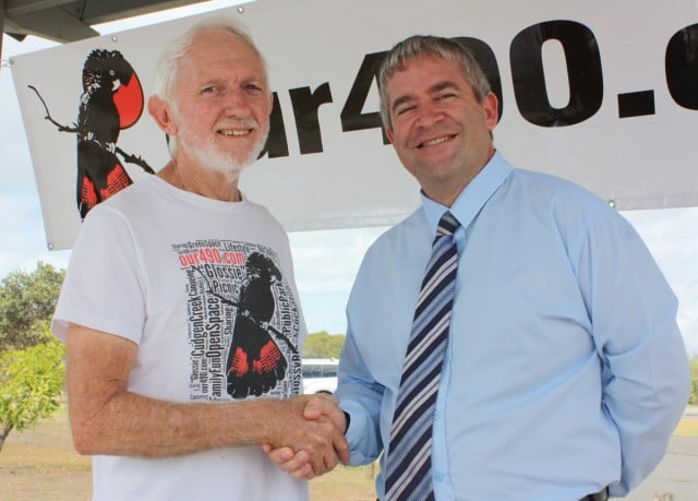 The two Ronnies:  Labor candidate for Tweed Ron Goodman with Ron Cooper of the Save Lot 490 group after yesterday's Mr Cooper supported the petition earlier this year.