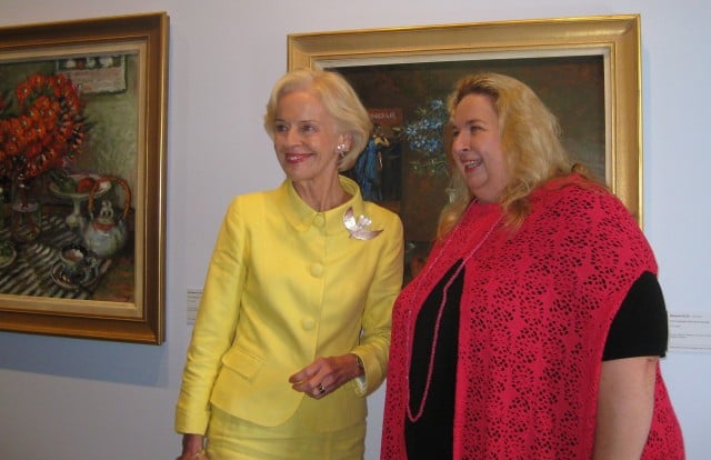 Governor-General Quentin Bryce, left, with Tweed River Art Gallery director Susi Muddiman in front of some of Margaret Olley's paintings just before the launch of the centre in honour of the late artist. .