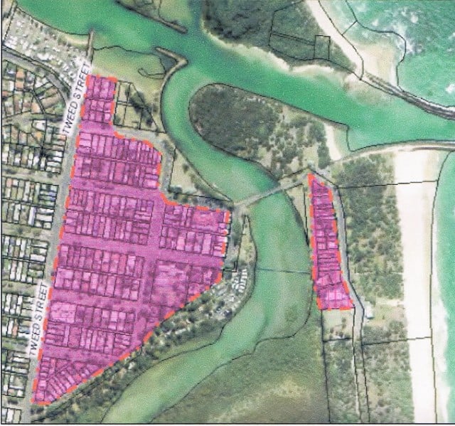 Brunswick Heads' holiday-let precinct (in pink) as shown in the discussion paper.
