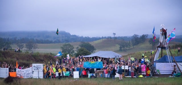 Some of the crowd at the Bentley blockade outside Lismore. (file pic)
