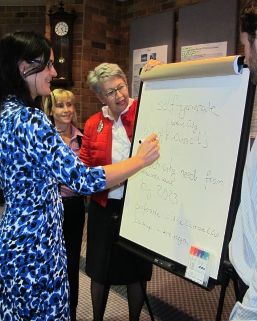 Sustainable Business Consulting director Barbara Albert, Lismore City Council Environmental Strategies Officer Sharyn Hunnisett, Lismore mayor Jenny Dowell and SBC technical expert Patrick Denvir.