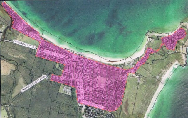 Byron Bay's potential holiday-let precinct (in pink) as shown in the discussion paper.