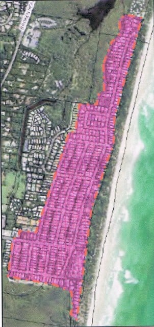 The area of Suffolk Park proposed for holiday letting (pink).