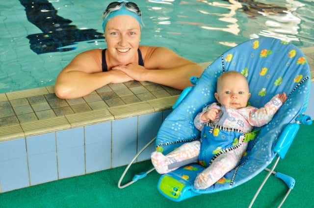 Mums and bubs are enjoying the more pleasant conditions at Tweed Regional Aquatic Centre. Photo Maleika Halpin