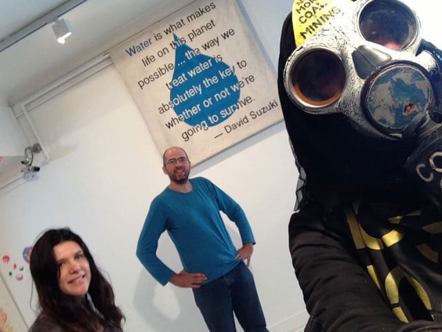 Lismore Regional Gallery curator Kezia Geddes, filmmaker David Lowe and Benny Zable.