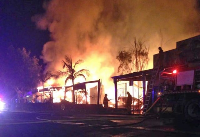 The fire which gutted iconic buildings in Nimbin. 