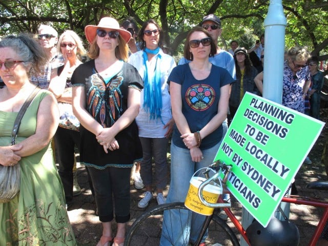 Locals listened to many reasons why the West Byron development should not go ahead. Photo supplied