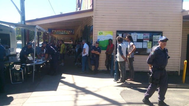 Police raid Perceptios bookshop at Nimbin. Photo Chantico Love/Facebook