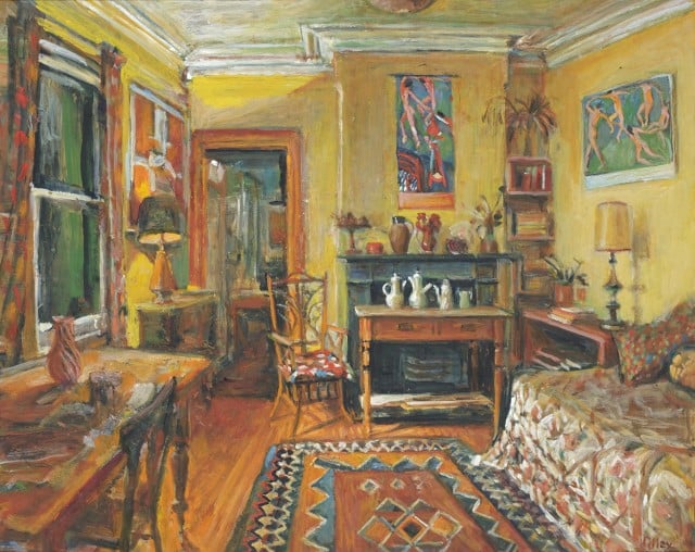 Margaret Olley (1923-2011), Yellow room, evening 1993, 61 x 76cm, Oil on board, Private collection, courtesy Philip Bacon Galleries and The Margaret Olley Estate. 