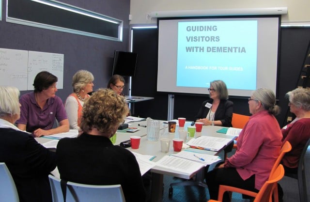 Volunteer gallery guides participating in the recent Guiding Visitors with Dementia training course. Photo Tweed Shire Council