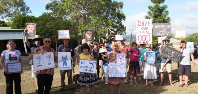 Friends of the ABC northern rivers show their support for staff in the wake of government cuts to the broadcaster's budget at the ABC North Coast studio in Lismore this morning (November 20). Photo supplied