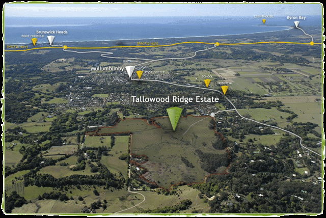 An aerial photograph of Tallowood Ridge Estate as shown on the developer's website tallowoodridge.com.au