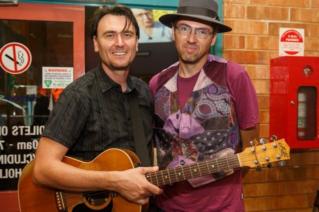 Luke Vassella and David Lowe at the premiere of 'Gently Bentley' in Lismore. Photo Tree Faerie.