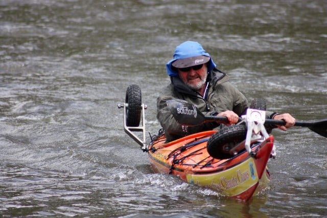 Adventurer Steve Posselt in action on the water. (supplied)