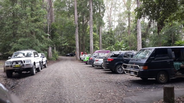 The falls picnic area car park was busy at the weekend.