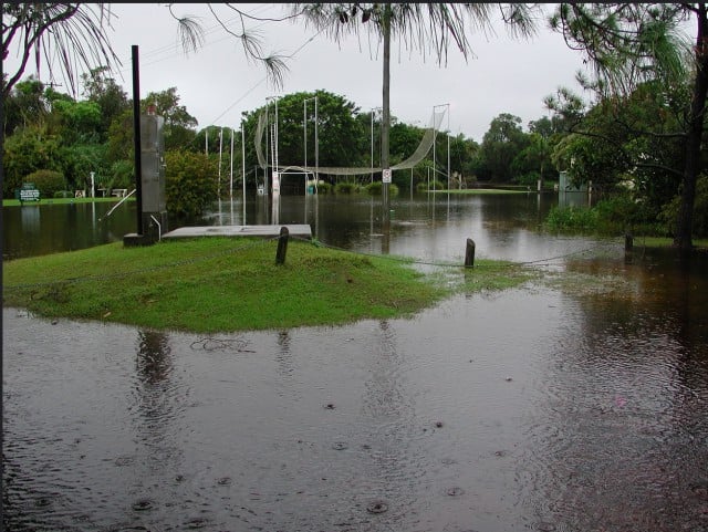 Part of the North Beach (then Becton) resort site in flood in June 2005. Photo Andrew Murray
