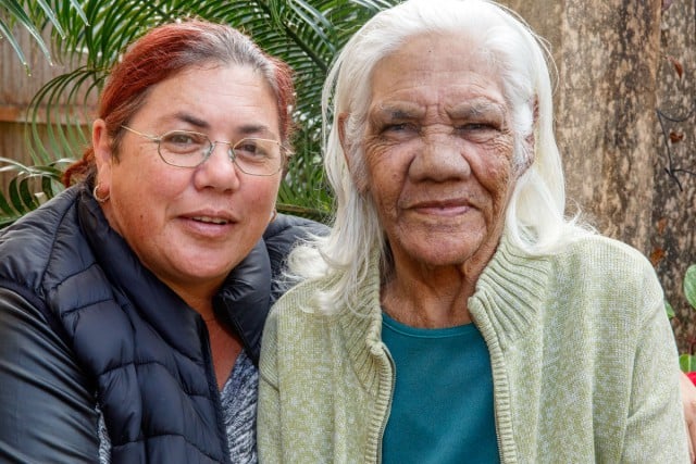 Arakwal Bundjalung women Theresa Nicholls and Aunty Dulcie Nicholls. Photo Tree Faerie