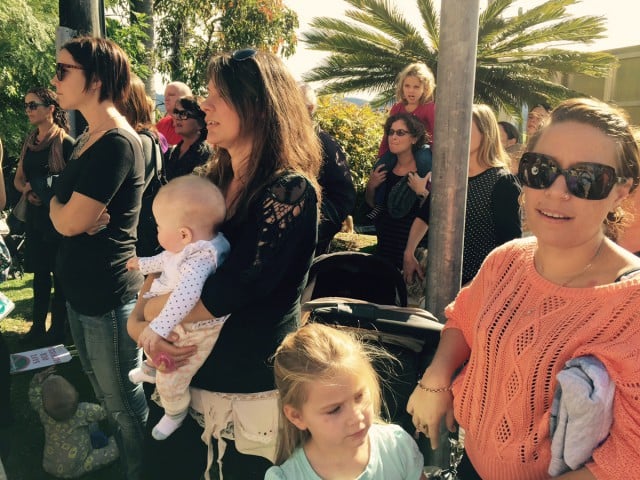 Young mums angered at the closure of Murwillumbah Hospital's birthing unit protest at the rally yesterday.