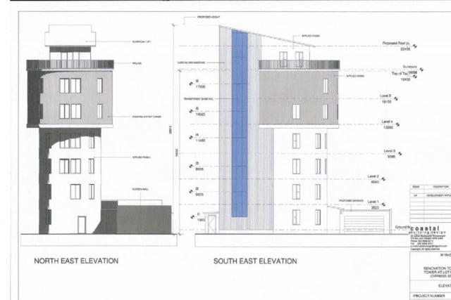 A section of the plans for the water tower in Evans Heads. (supplied). 