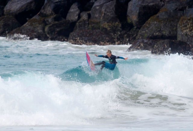 2015 Billabong Occy’s Grom Comp Under 12 winner Nyxie Ryan Photo Dev Lahey/Surfing Queensland. 