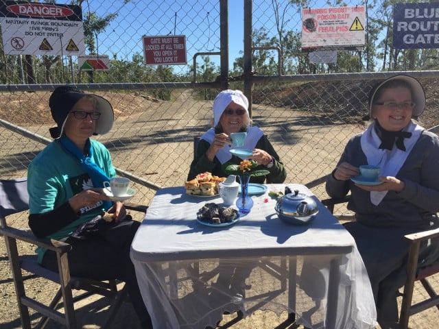 The grandmums at the protest site at Shoalwater Bay.