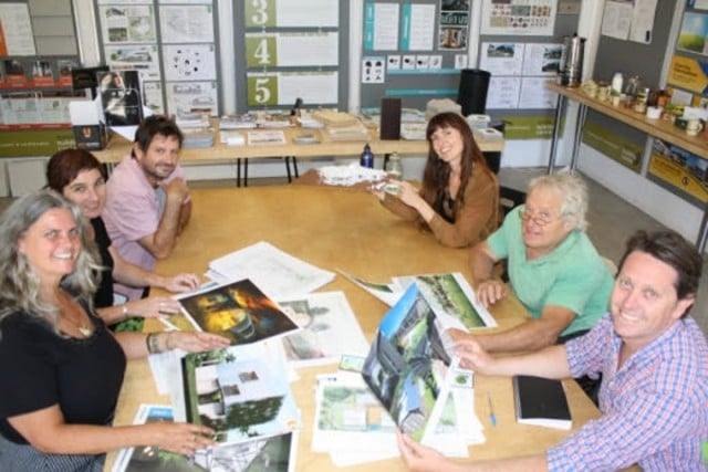 Left to Right:  Vanessa Ekins (Councilor, Lismore City Council), Shannon Burt (Director Sustainable Environment andf Economy, Byron Shire Council), Dave Lawrence (Designer, Byron Energy Efficient Design and Drafting ), Alice Moffett (Sustainable House Expo and Design Comp Coordinator), Mick Par (community member who has built two sustainable homes), John Lynch (Strategic Planning and Urban Design, Tweed Shire Council). Photo supplied 