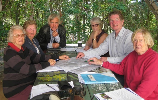 Mullumbimby Hospital Action Group members (l-r) Elaine Robinson, Gill Lomath, David Bradbury, Debbie Butler, Dr Michael Pelmore and Jan Mangleson met this week to discuss strategy for a campaign to keep the Mullumbimby Hospital site, which the health department plans to sell, in the hands of the community and used for aged-care services and a social-housing precinct for disabled youth and victims of domestic violence. 