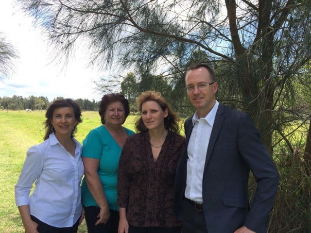 NSW Greens planning spokesman David Shoebridge inspected the proposed airport runaway extension site at Tweed Heads yesterday with Tweed mayor Katie Milne, Greens federal (Richmond) candidate Dawn Walker (left) and longtime opponent of the expansion, Lindy Smith. Photo supplied