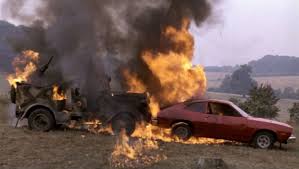 A Ford Pinto goes up in flames. The car maker knew of the problem that killed hundreds of people but did nothing about it. Photo supplied