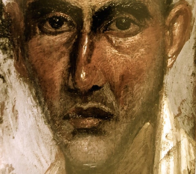 Gazing at us from the very beginning of the Christian era – the portrait of a man, unknown, in the Fayum, ancient Egypt, 1st century AD.