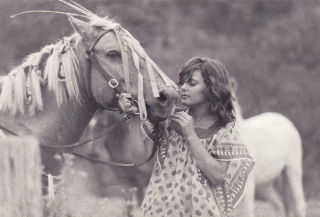 Sharon aged 11 in 1976 at the Finn Village in Upper Main Arm with her horse Gorgeous George. Photo Gavan Higginson
