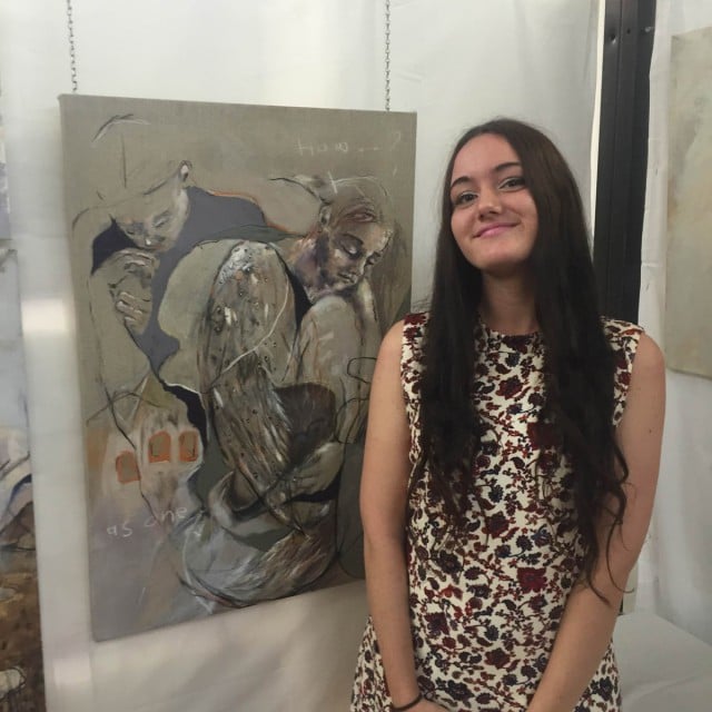 Taylor Hall with one of the works she entered in ARTEXPRESS.