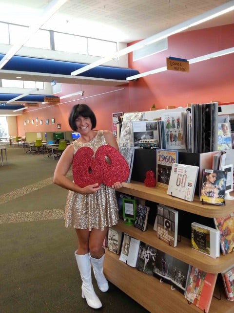 Byron Bay library staff member Katie Brown getting into the swing of things. Photo supplied 