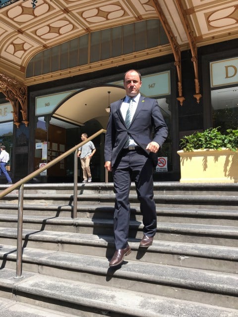 Greens MP Jeremy Buckingham outside Downing Centre Court in Sydney yesterday. (Supplied)