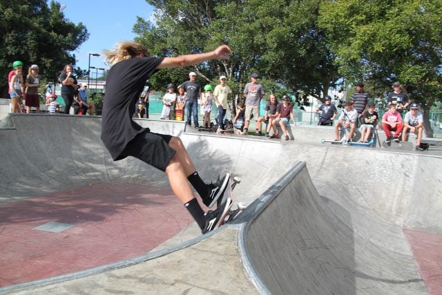 Youthful skater samples Knox Park's new 'plaza'.