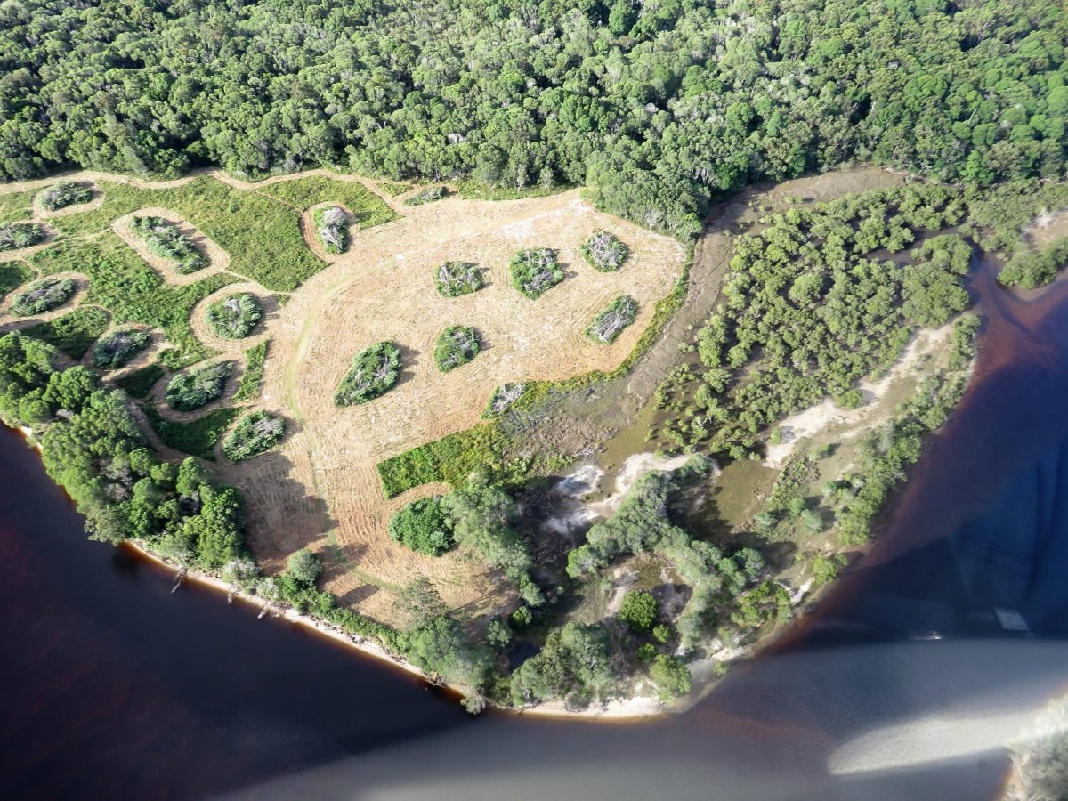 An aerial photo showing further clearing at the Iron Gates site in April this year. The state government has announced it could not find enough evidence to show the clearing was illegal. (supplied)