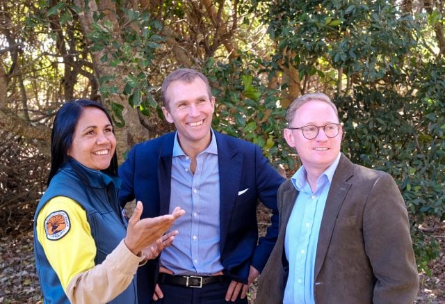 Delta Kay, Planning Minister Rob Stokes and Nationals MLC Ben Franklin. Photo Jeff Dawson